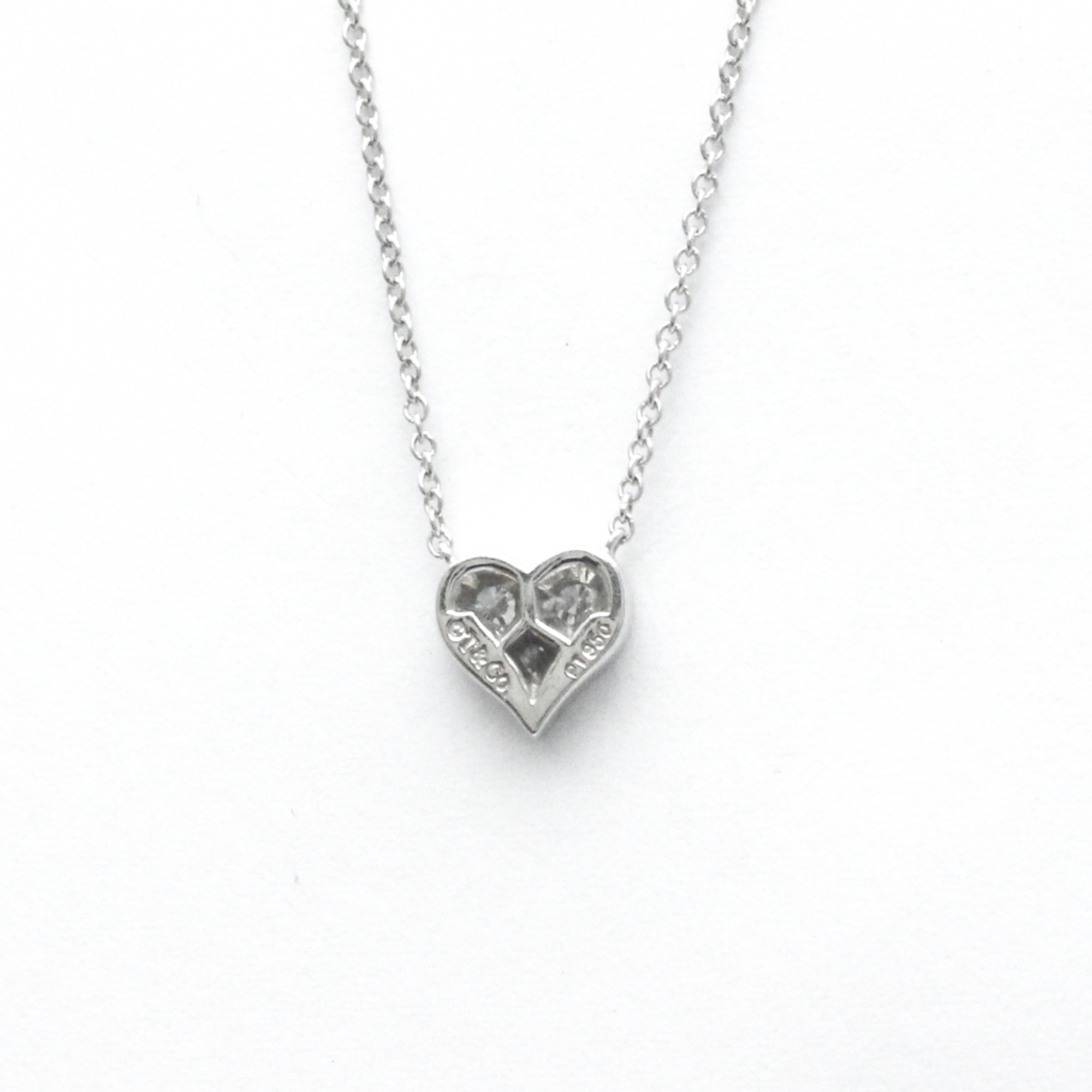 Pre-Owned Tiffany Sentimental Heart Necklace Platinum Diamond Men,Women Fashion Pendant Necklace (Silver) (Good)