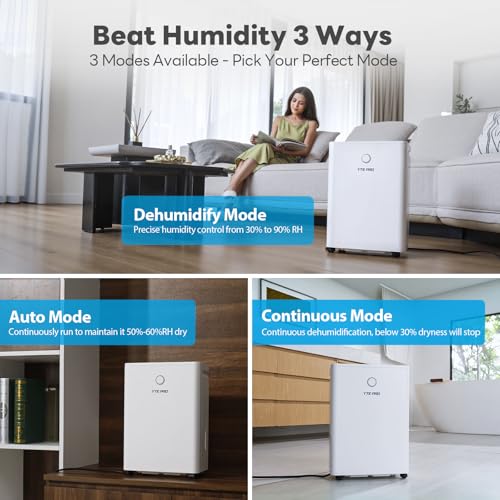 1500Sq.Ft Dehumidifier, 30Pint Dehumidifiers for Home, Quiet Dehumidifier for Bathroom, Basement, Bedroom and RV, with 6.56FT Drain Hose
