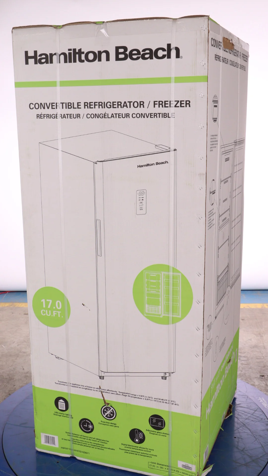 HAMILTON BEACH 32 IN. 17 CU. FT. WHITE UPRIGHT CONVERTIBLE REFRIGERATOR / FREEZER - HBFRF1798