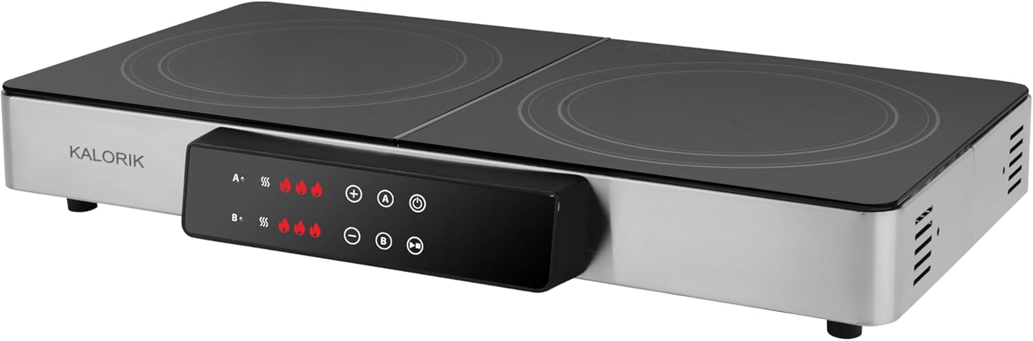 Kalorik MAXX 2-in-1 Electric Griddle & Double Cooktop, Stainless Steel (GR 52470 SS)