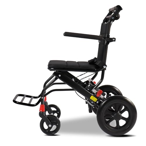 (Seat Width:16") Ultralight Lightweight Folding Wheelchair, Transport Wheelchair for Adults Support 220lbs with Foldable Pedals and Flip-Backs Arms