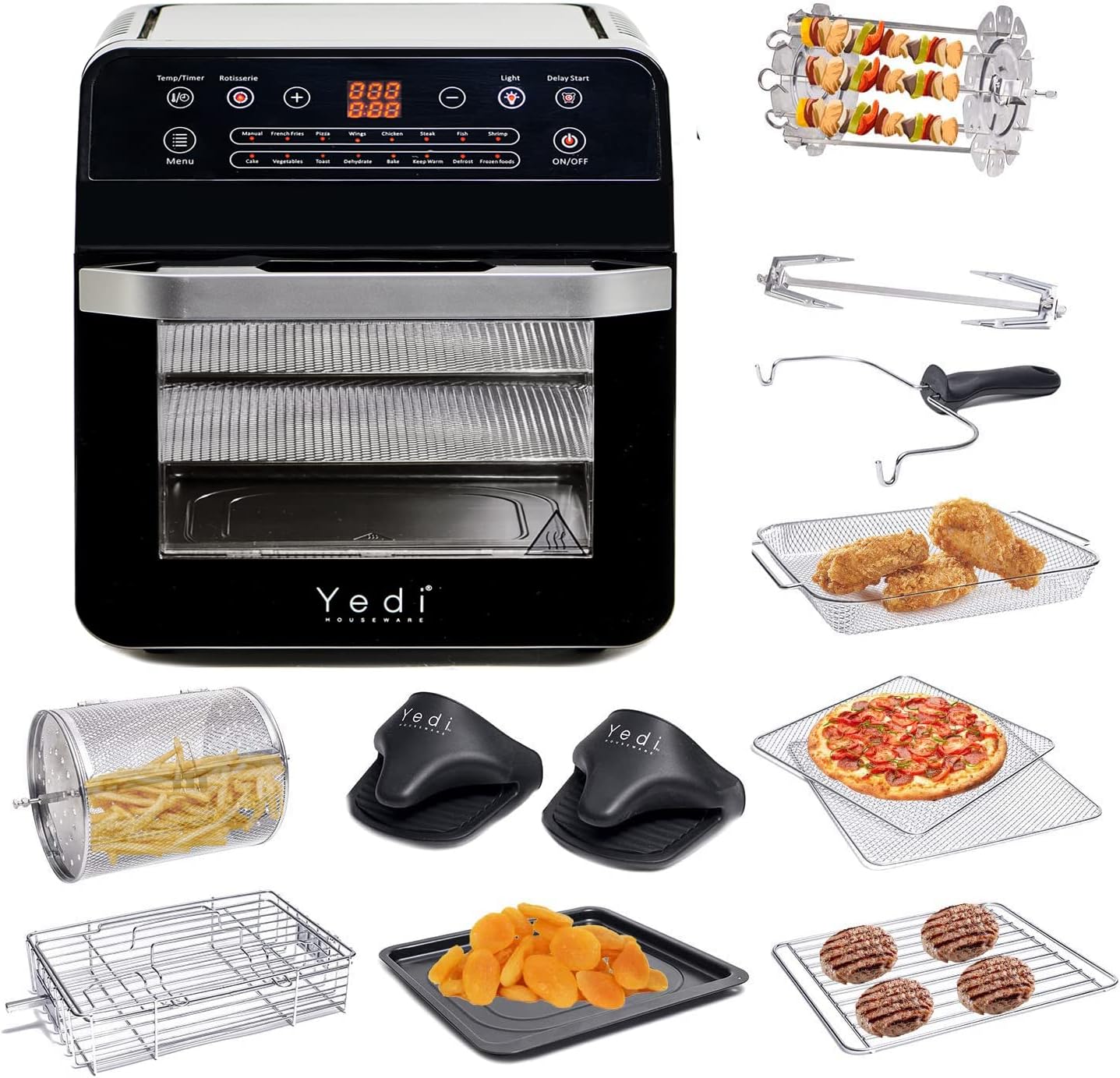 Yedi Total Package 18-in-1 Air Fryer Oven, Air Fryer with Rotisserie and Dehydrator + 100 Recipes, 12.7 Quart - Radiant Selections