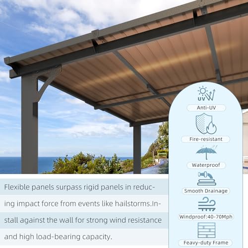 AECOJOY 10&rsquo; x 10&rsquo; Gazebo, Wall Mounted Gazebos Pergola on Clearance, Outdoor Patio Lean to Gazebo Awnings for Deck, Porch