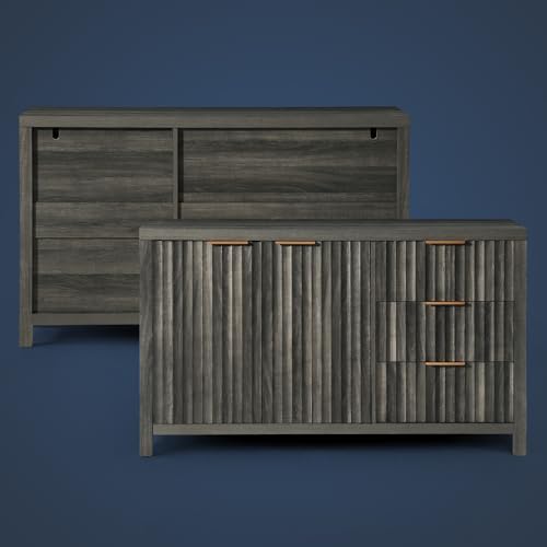 Fluted Sideboard Buffet Cabinet with Storage, 56" Large Buffet Modern Credenza with Adjustable Shelves