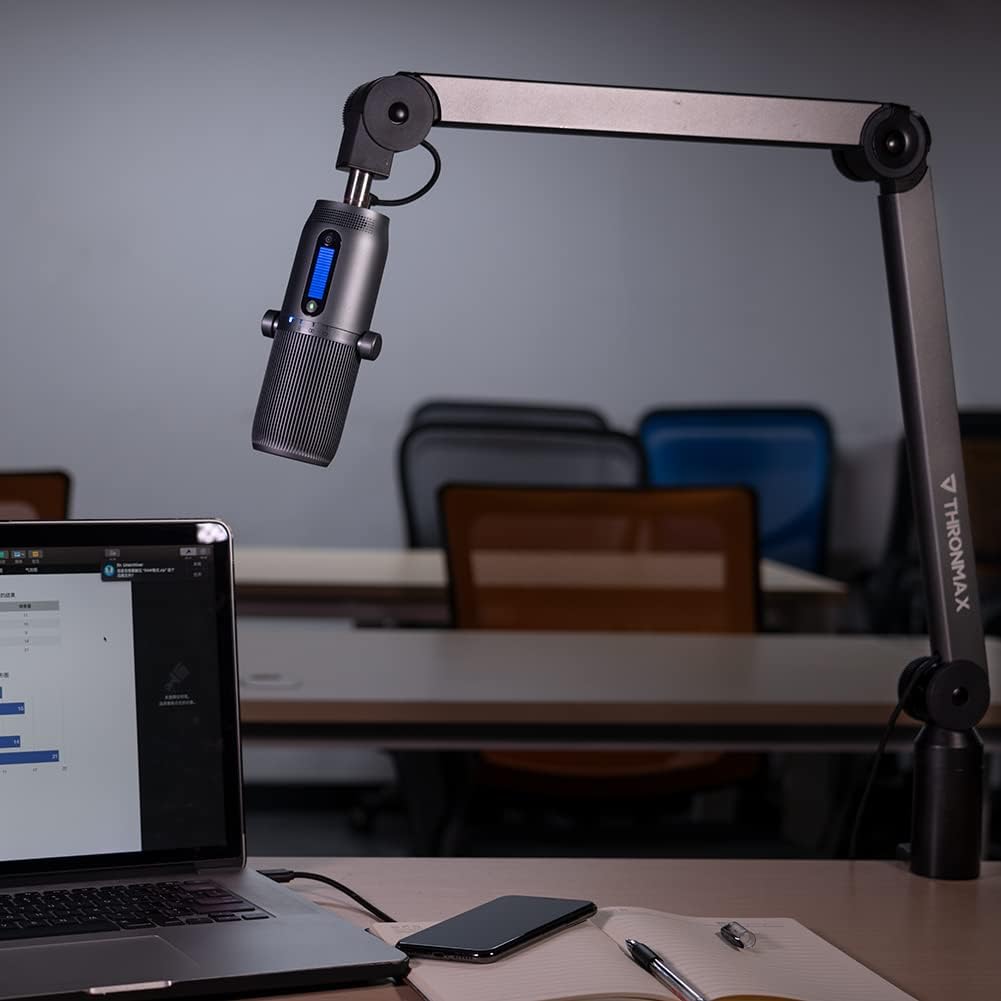 THRONMAX Caster Adjustable Microphone Boom Arm Stand, Made of Aluminium For Broadcasting Studio, youtubers