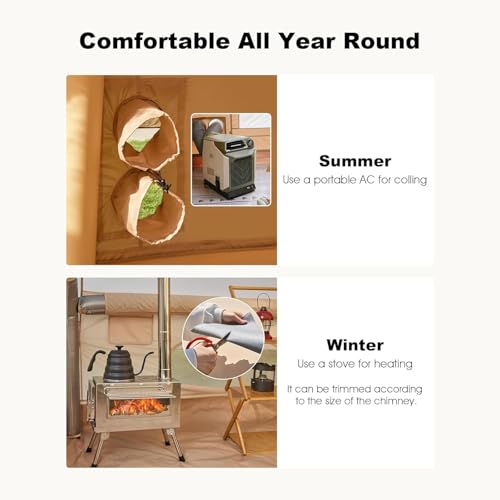 10' x 8' Inflatable Tent for Camping, 6-8 People Blow up Tent, 4 Season Inflatable House with Stove Jack
