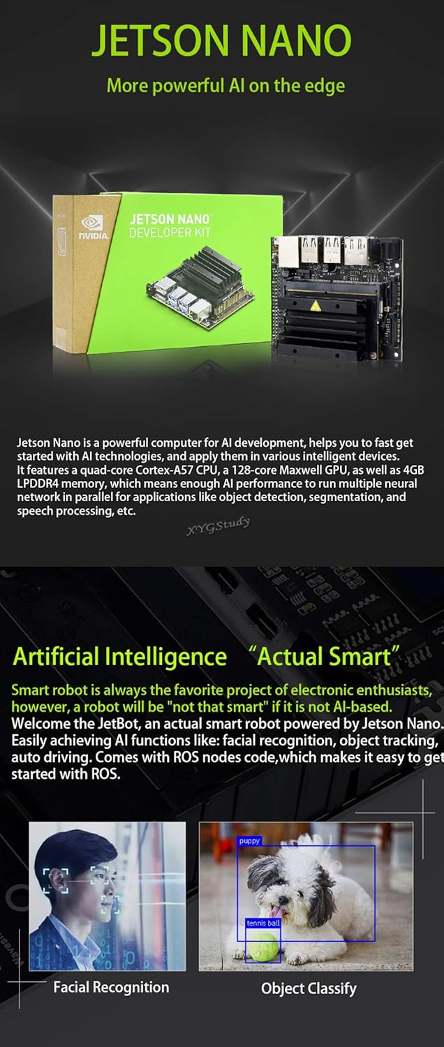 JetBot AI Kit Based on Jetson Nano to Build Smart AI-Based Robot JetBot with Front Camera Eye and ROS Nodes Code Dual Mode Wireless WiFi Bluetooth