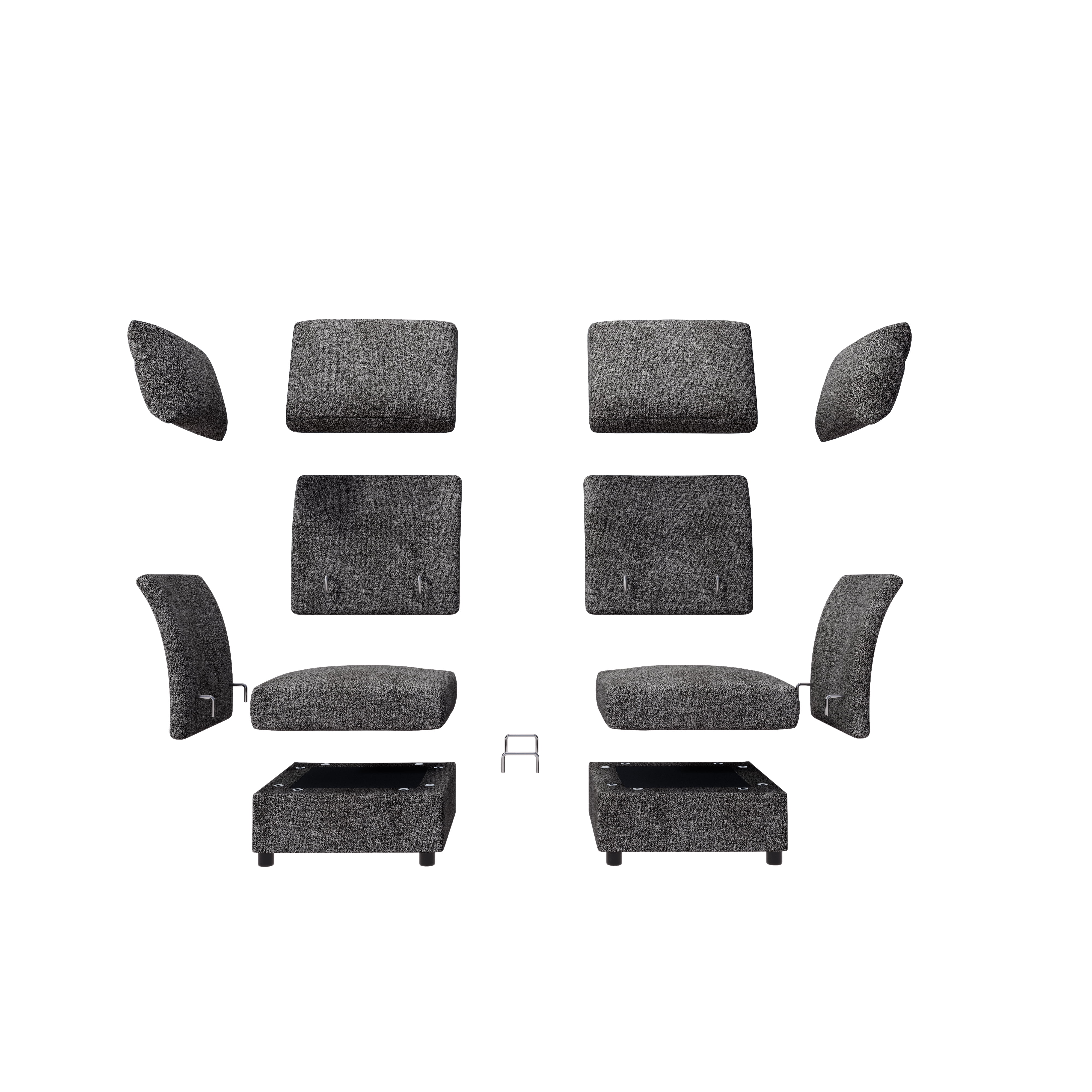 Papajet Sectional Sofa, Modular U Shaped Couch with Ottomans- 9 Seat Sofa for Living Room, Dark Grey