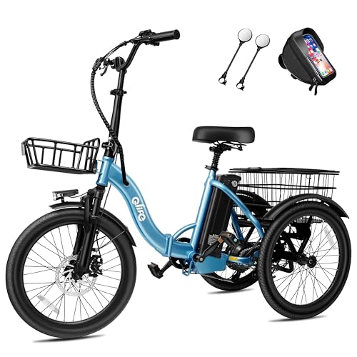 Triker Electric Bike, Peak 750W Brushless Motor Folding Trike Ebike, 468Wh Removable Battery, Step-Thru 3 Wheel Electric Bicycle, Up to 50 Miles