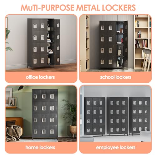 6 Door Metal Storage Locker 18 Hooks,Metal Locker for Employees with Lock for School Garage Office Gym Bedroom,Assembly Required