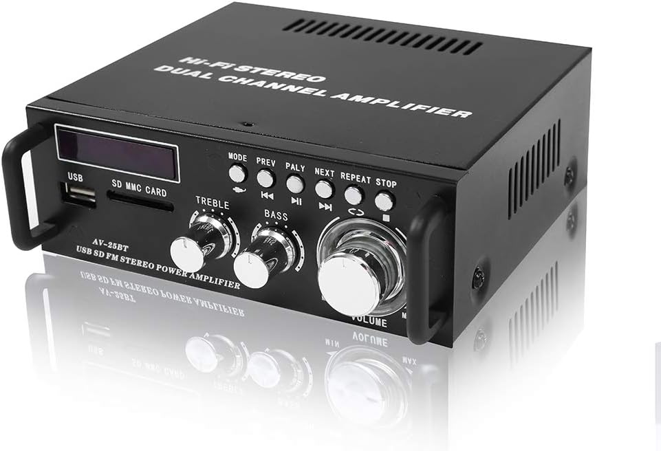 Wireless Bluetooth 5.0 Stereo Amplifier System – 200W Hi-Fi Dual Channel Sound Power Audio Receiver w/USB, SD Card
