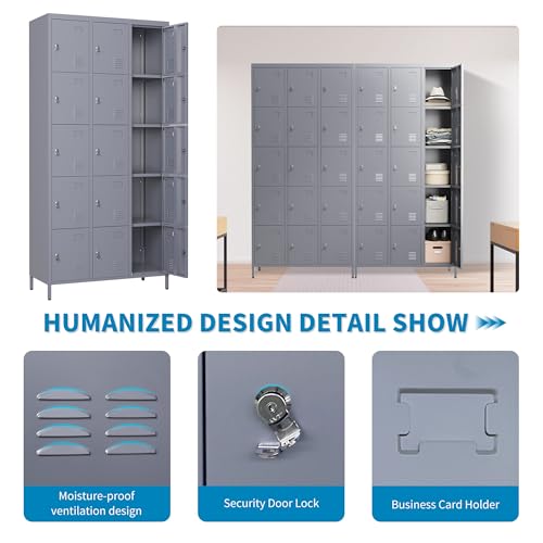 6 Doors Metal Lockers for Employees 72" H Storage Cabinet Lockable Locker with Shelves Steel Storage Locker for Gym School Office Home Requires