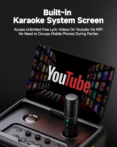 Ikarao Smart Karaoke Machine for Adults - with Lyrics Display, 32GB Karaoke Tablet, 2 Wireless Mics, Professional Karaoke System, 300W Peak Power