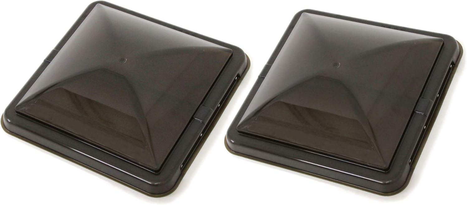 Cynder 02048 2 Pack 14 Inch RV Roof Vent Cover Universal Replacement Vent Lid Smoke for Camper Trailer Motorhome Ventline Elixir Pack of 2