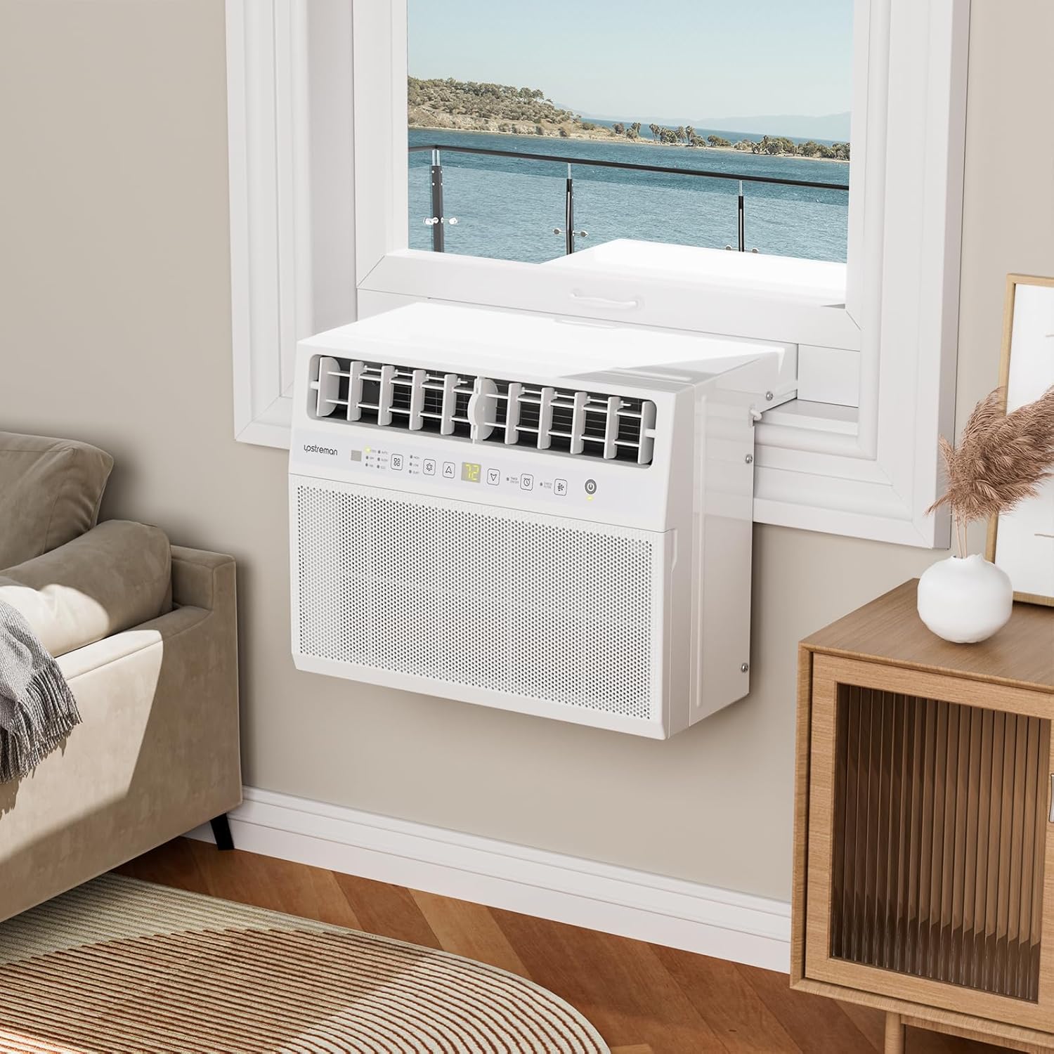 Upstreman 8100 BTU Window Air Conditioner, Cools up to 380 Sq. Ft, Full View, With Open Window Flexibility, Energy Saving