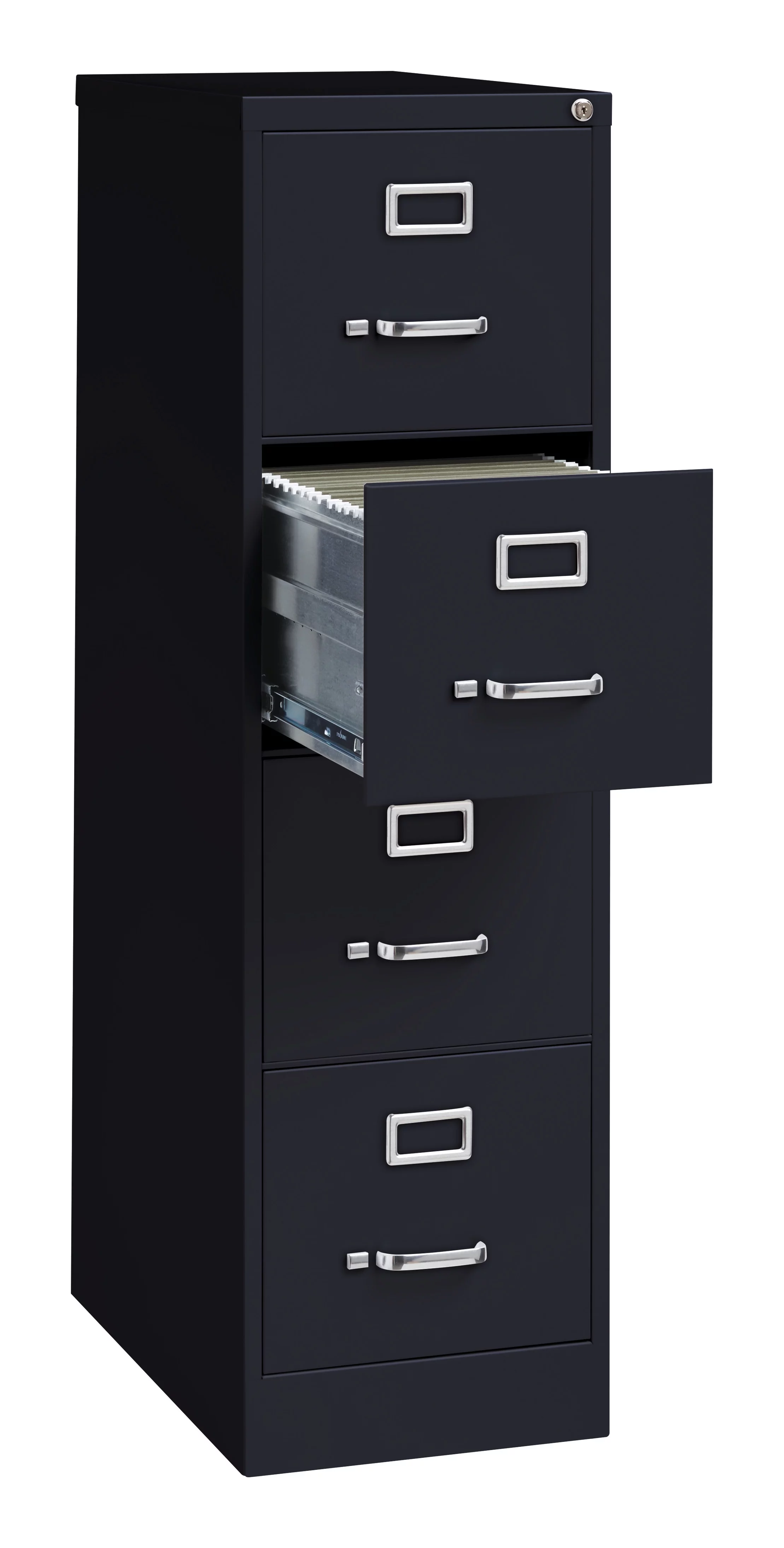Hirsh 25" Deep 4 Drawer Letter Width Metal Vertical File Cabinet, Commercial Grade, Black