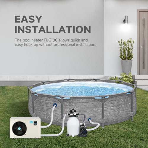 Swimming Pool Heat Pump, Pool Heater for In-Ground and Above Ground Pools, Max Output 37960BTU, Electric Heater Pump for Pools