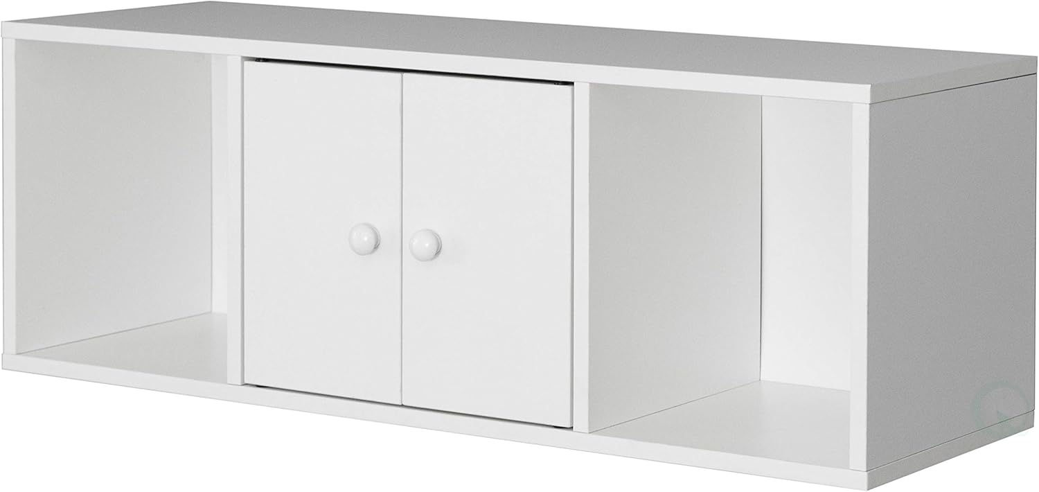 Basicwise Wall Mounted Computer Cabinet Floating Hutch, Brown