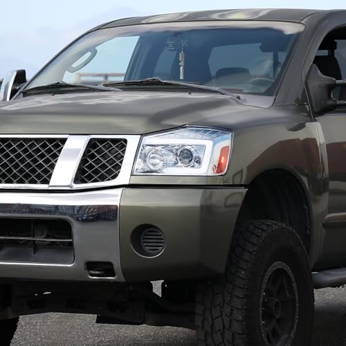 Fits 2004-2015 Nissan Armada Titan Upgraded Replacement Projector Headlights LED Switchback Sequential Turn Signals Assembly Pair | Black