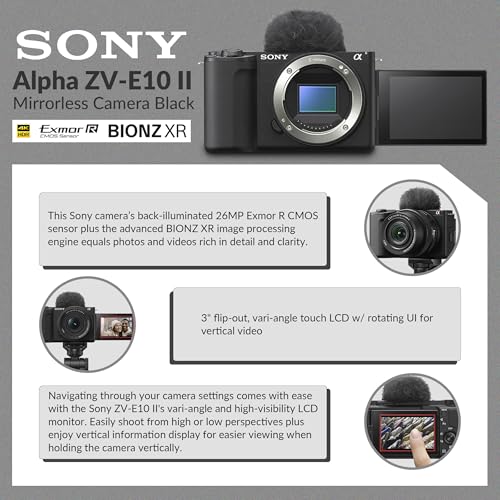 Alpha ZV-E10 II Mirrorless Camera Bundle with 64GB Memory Card, Shoulder Bag