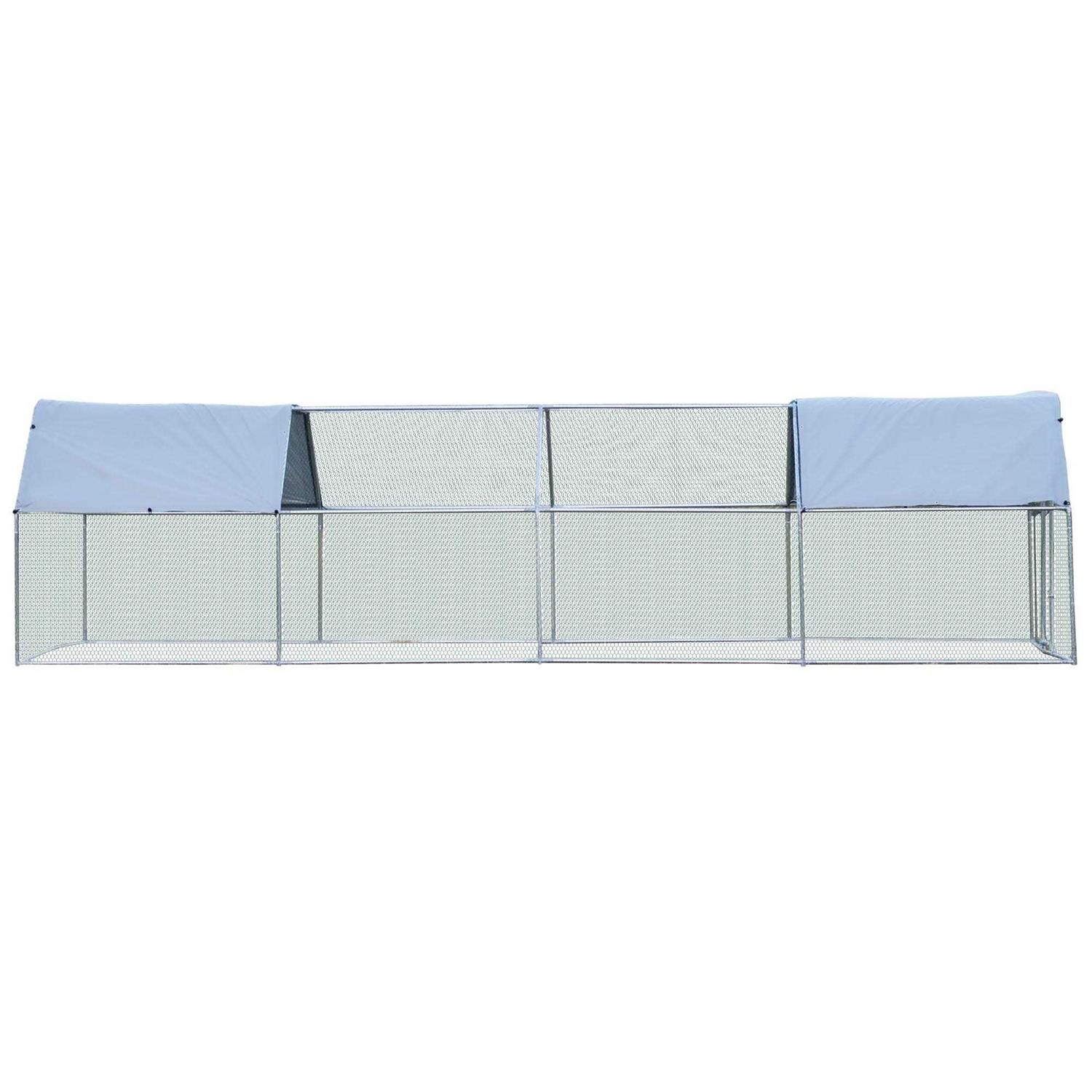 PawHut Galvanized Metal Chicken Coop Cage with Cover Walk-In Pen Run - Pet Supplies online store