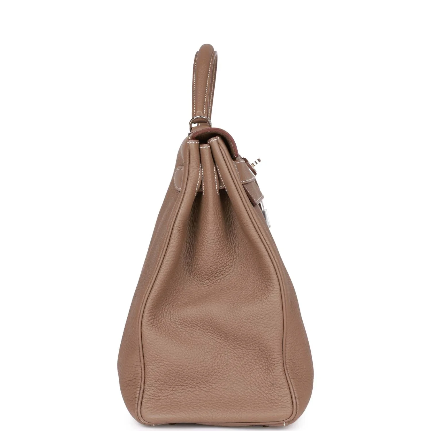 Pre-owned Hermes Kelly Retourne 40 Etoupe Togo Palladium Hardware