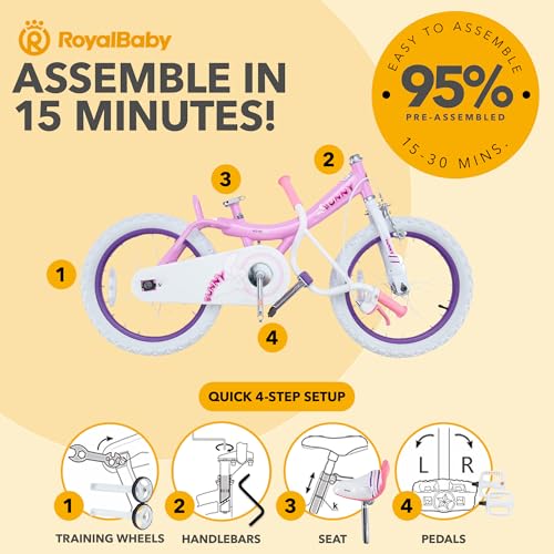 Royalbaby Princess Girls Kids Bike 12 14 16 18 20 Inch Children Bicycle with Basket for Age 3-12 Years