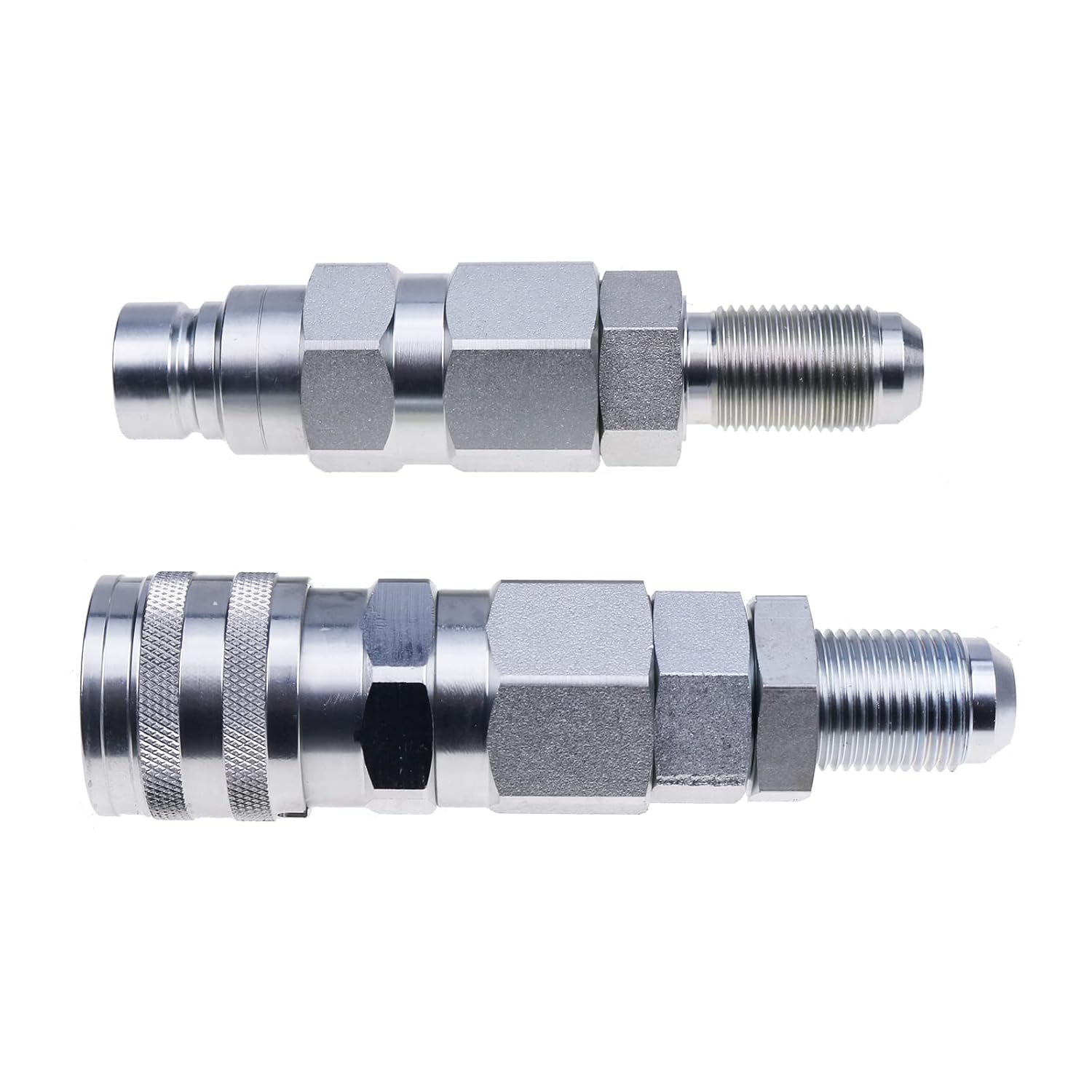 FridayParts 10 JIC Thread 1/2 Flat Face Hydraulic Quick Connect Coupler Set for Bobcat New Holland Case GEHL, Silver