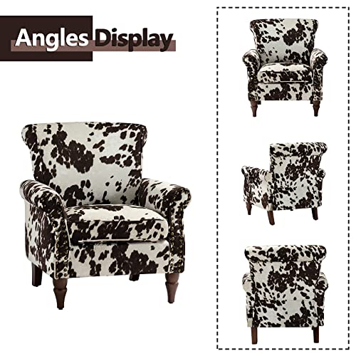 HULALA HOME Modern Wingback Accent Chair with Wood Legs & Removable Cushion, Comfy Upholstered Armchair with Nailhead Trim