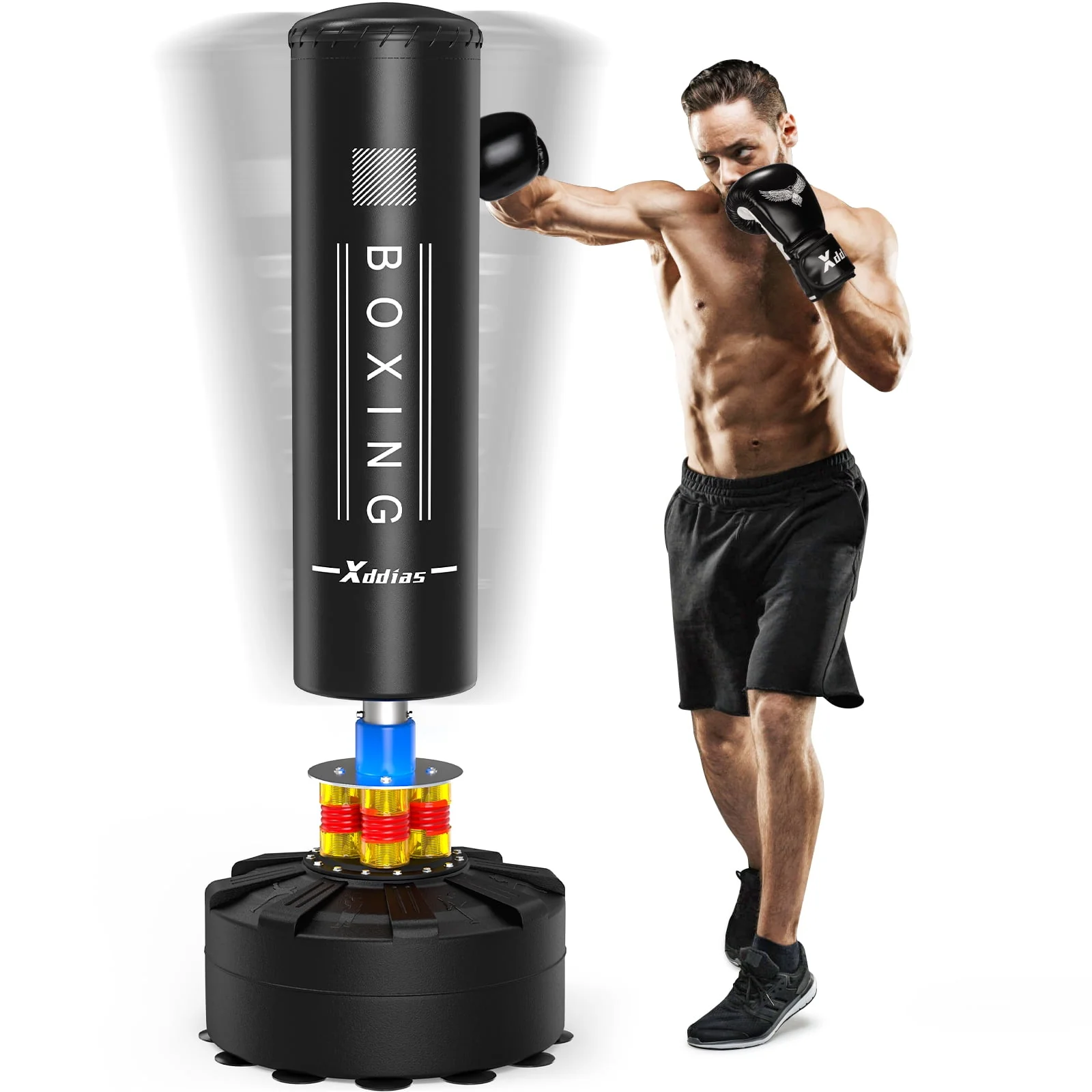XDDIAS Punching Bag with Stand, Punching Bag for Adults, Boxing Bag with Stand 70''-205lbs Freestanding Punching Bag for Adult Youth Kids