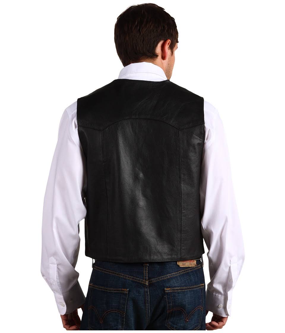 Roper Western Vest Mens Leather Button 02-075-0510-0503 Bl Black