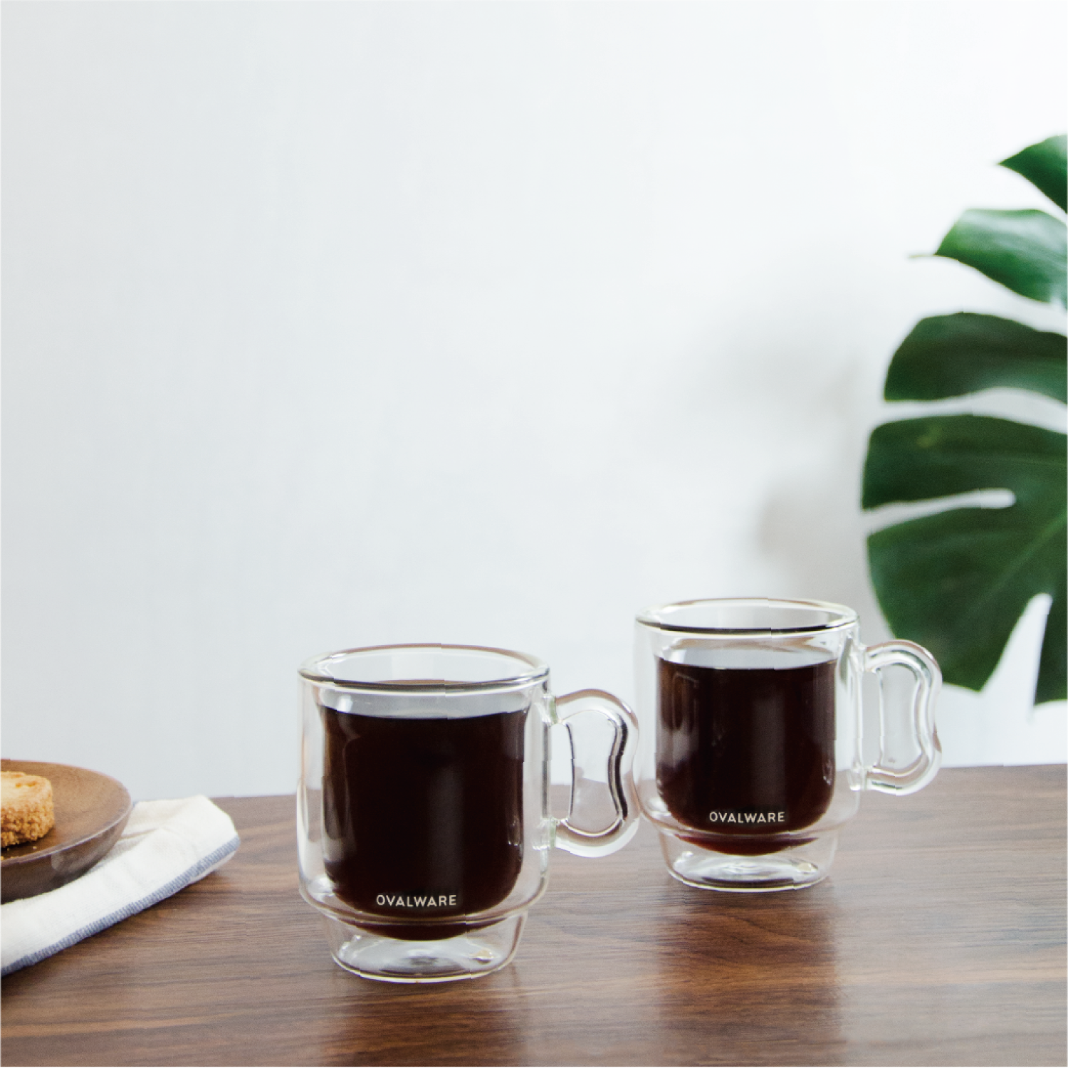 Ovalware RJ3 Double-Walled Espresso Coffee Set of 2 Clear Borosilicate Glass Cups 4oz/120ml