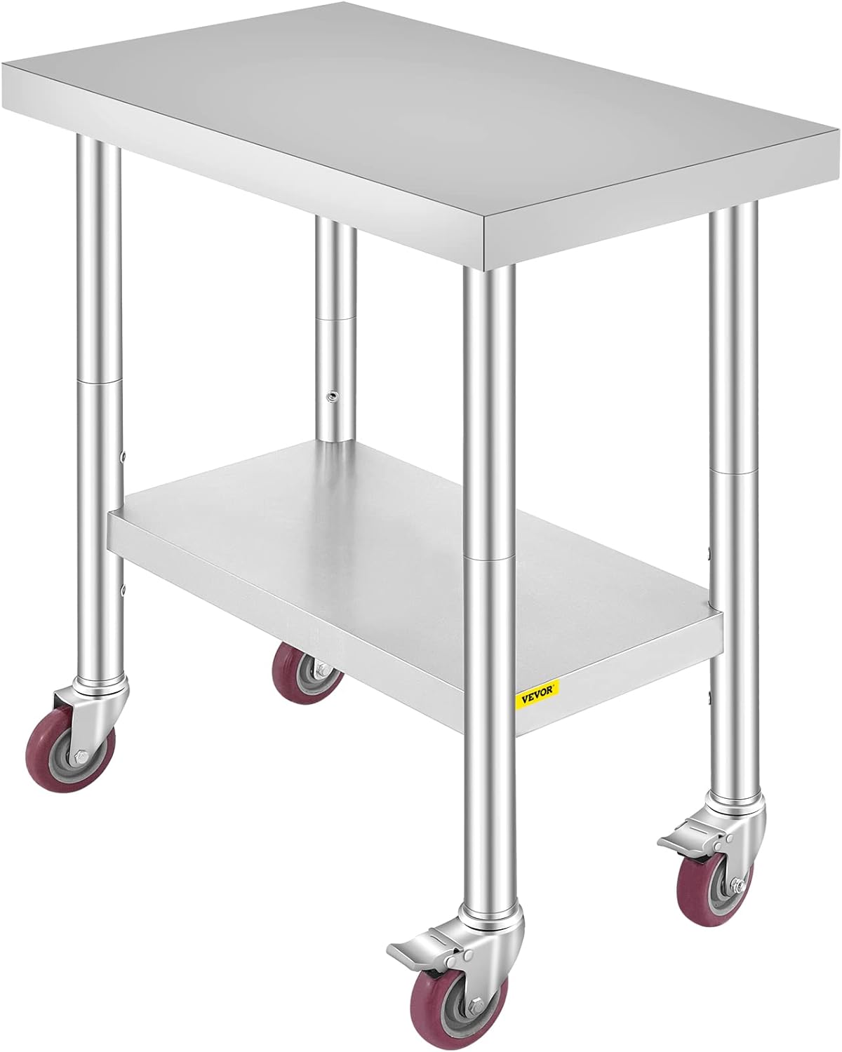 Mophorn Stainless Steel Work Table with Wheels 24 x 30 Prep Table with casters Heavy Duty Work Table for Commercial Kitchen Restaurant Business (24 x