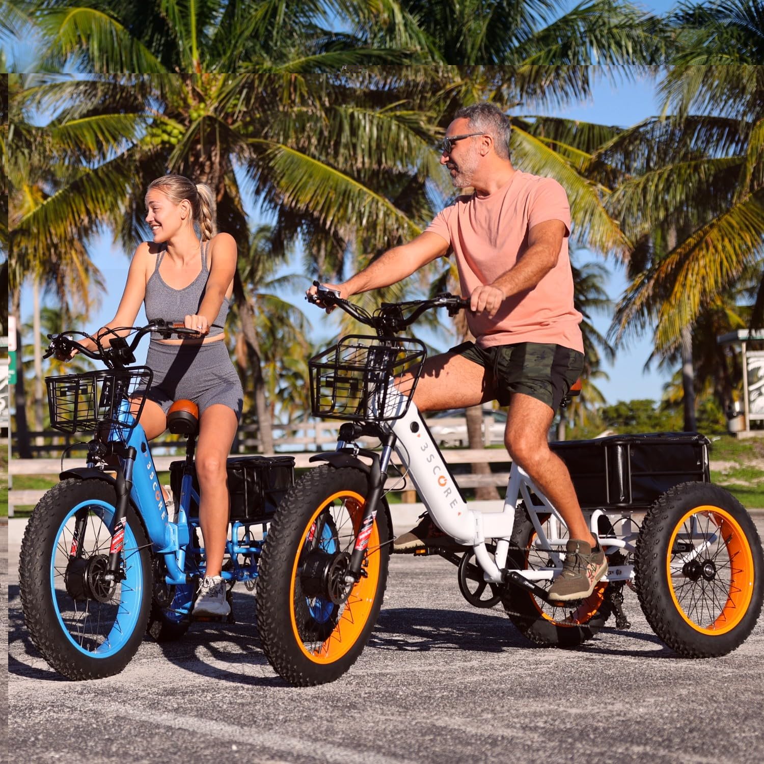 Electric Fat Trike 750W Motor and 48V Lithium Rechargeable Battery - Etrike 24 Inch Fat Tire - Foldable Electric Cruiser Tricycle