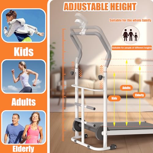 Foldable Treadmill for Kids & Adults, Self-Propelled Indoor Exercise Machine with LED Display, Adjustable Handrail & Incline