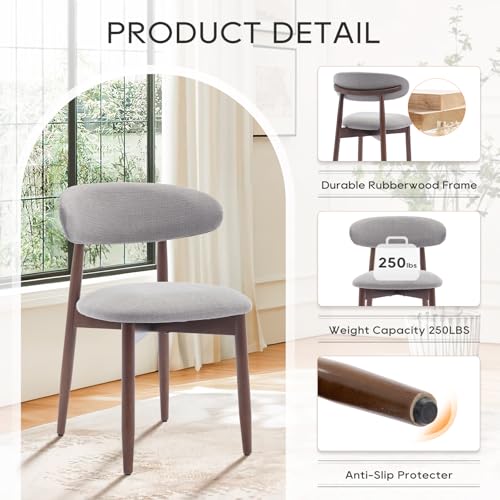 COLAMY Wooden Dining Chairs Set of 4, Modern Fabric Upholstered Dining Room Chair, Farmhouse Kitchen Chairs with Foot Pegs, Green