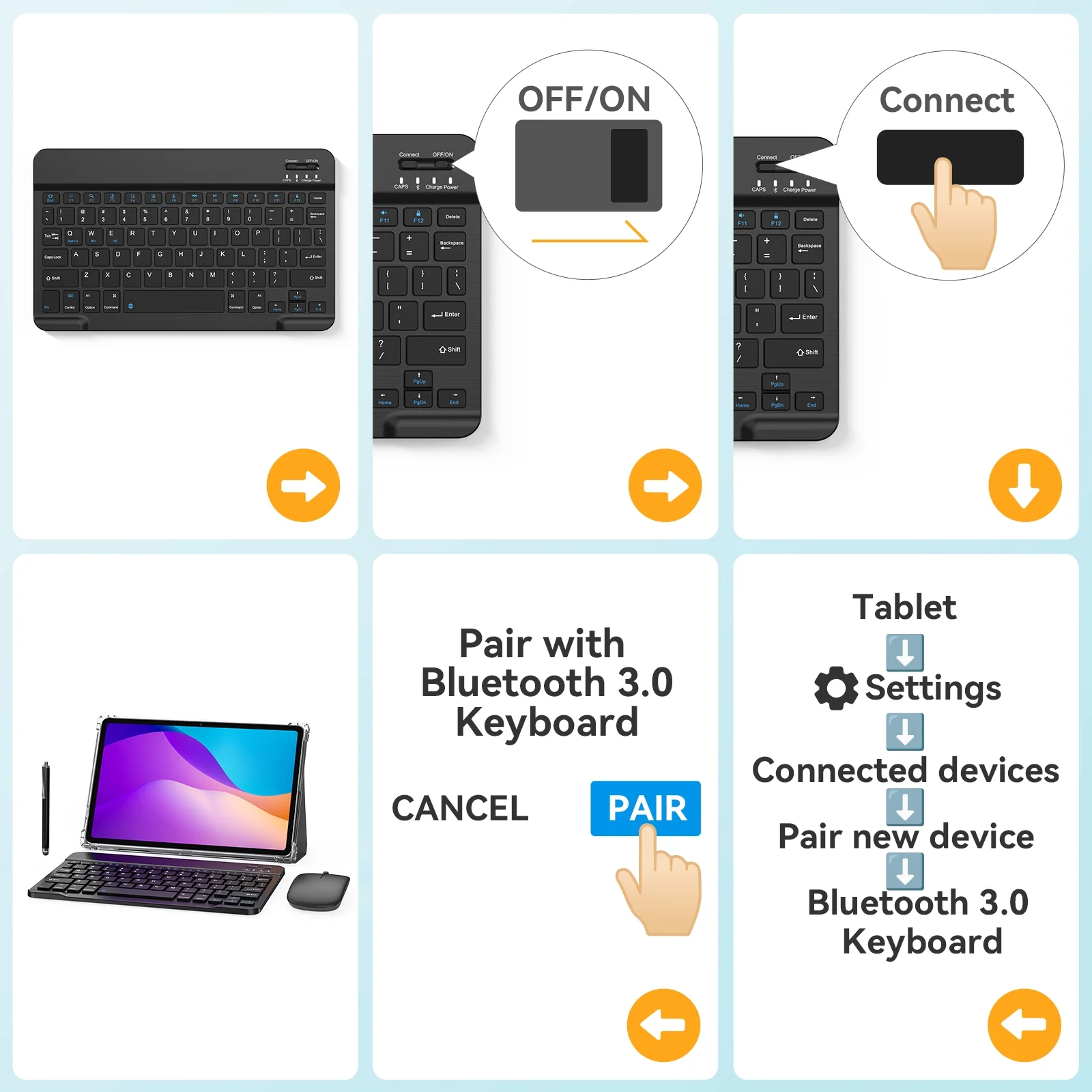 Headwolf Android Tablet with Keyboard, FHD 2K Display 10.4 Inch 2 in 1 Tablet, Octa Core Gaming Tablet with Case Mouse Stylus