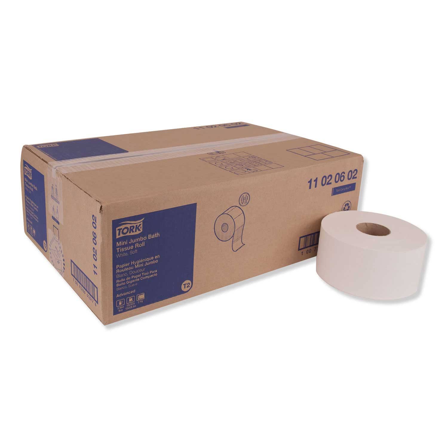 Tork Advanced Jumbo Bath Tissue, Septic Safe, 2-Ply, White, 3.48x22 x 751 ft, 12 Rolls/Carton