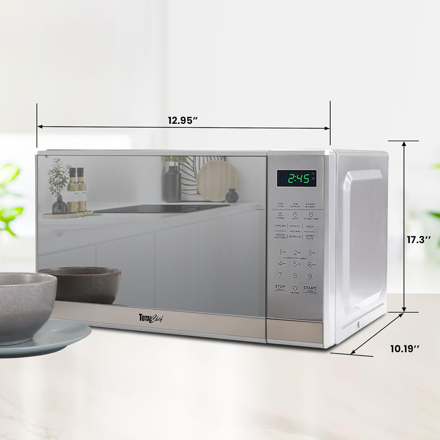 Total Chef Natural Convection Microwave Oven - Ideal Countertop Pizza Oven, Designed for Small Spaces, Perfect for Toasting, Baking, and Air Frying