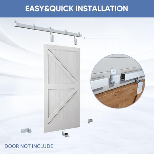 BARNSMITH 8FT Exterior Barn Door Hardware, Sliding Barn Door Hardware Kit Heavy Duty Barn Door Track for Outdoor Use(NO Door, Hardware Only)