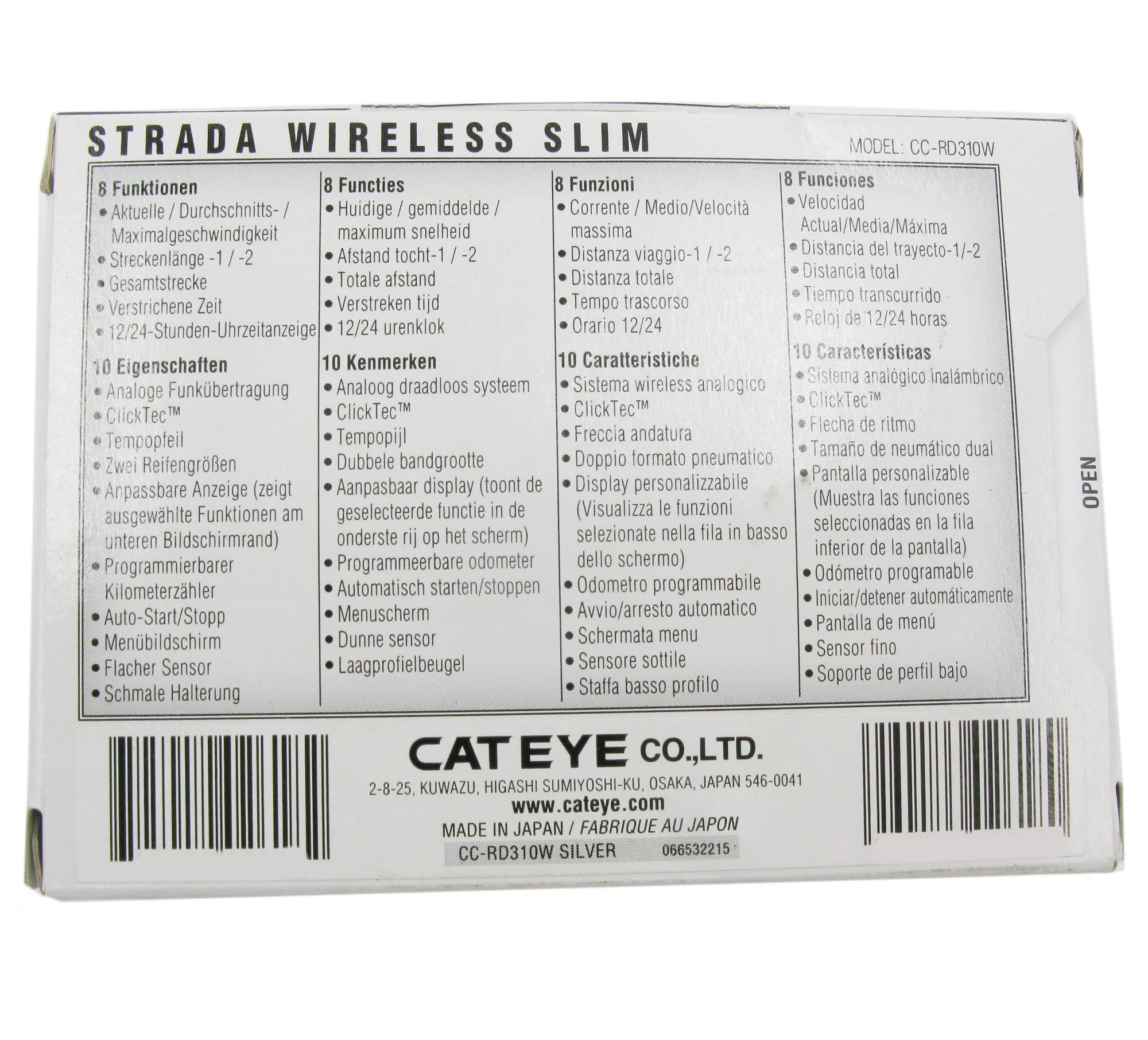 Cateye CC-RD310W Strada Slim Wireless Cycling COMPUTER, Silver