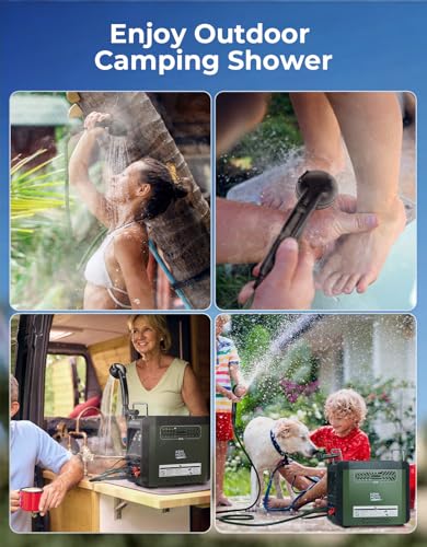 KEMIMOTO Portable Water Heater Constant Temperature, Propane Water Heater with Pump, Max 100 Mins 3s Instant Hot 20,000 BTU