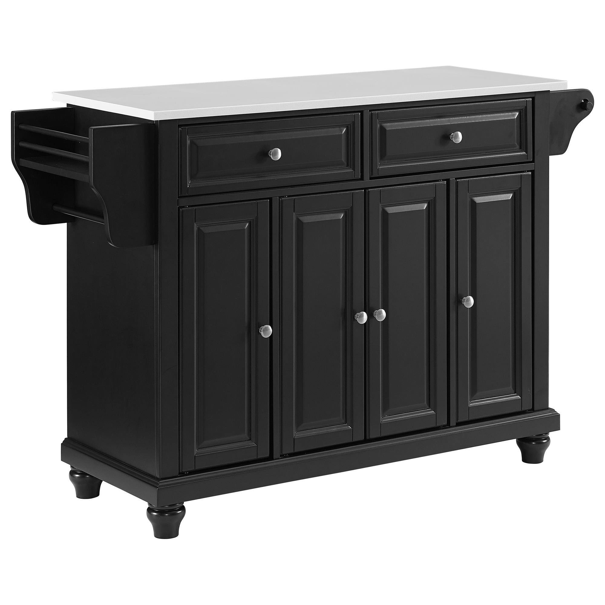 Crosley Cambridge Granite Top Full Size Kitchen Island/Cart, Black