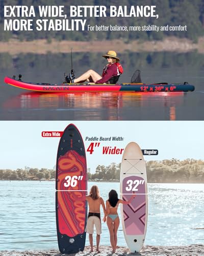 Inflatable Stand Up Paddle Board 12' with Kayak Seat & Dual Paddles &ndash