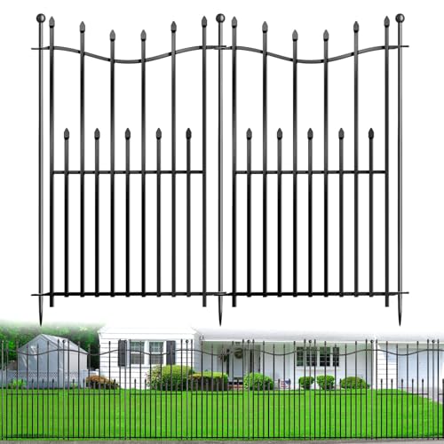 8 Panels No Dig Decorative Garden Fence, 40in(H)×17.6ft(L) Heavy-Duty Rustproof Metal Panels, Outdoor Dog Barrier for Yard & Patio, Landscape