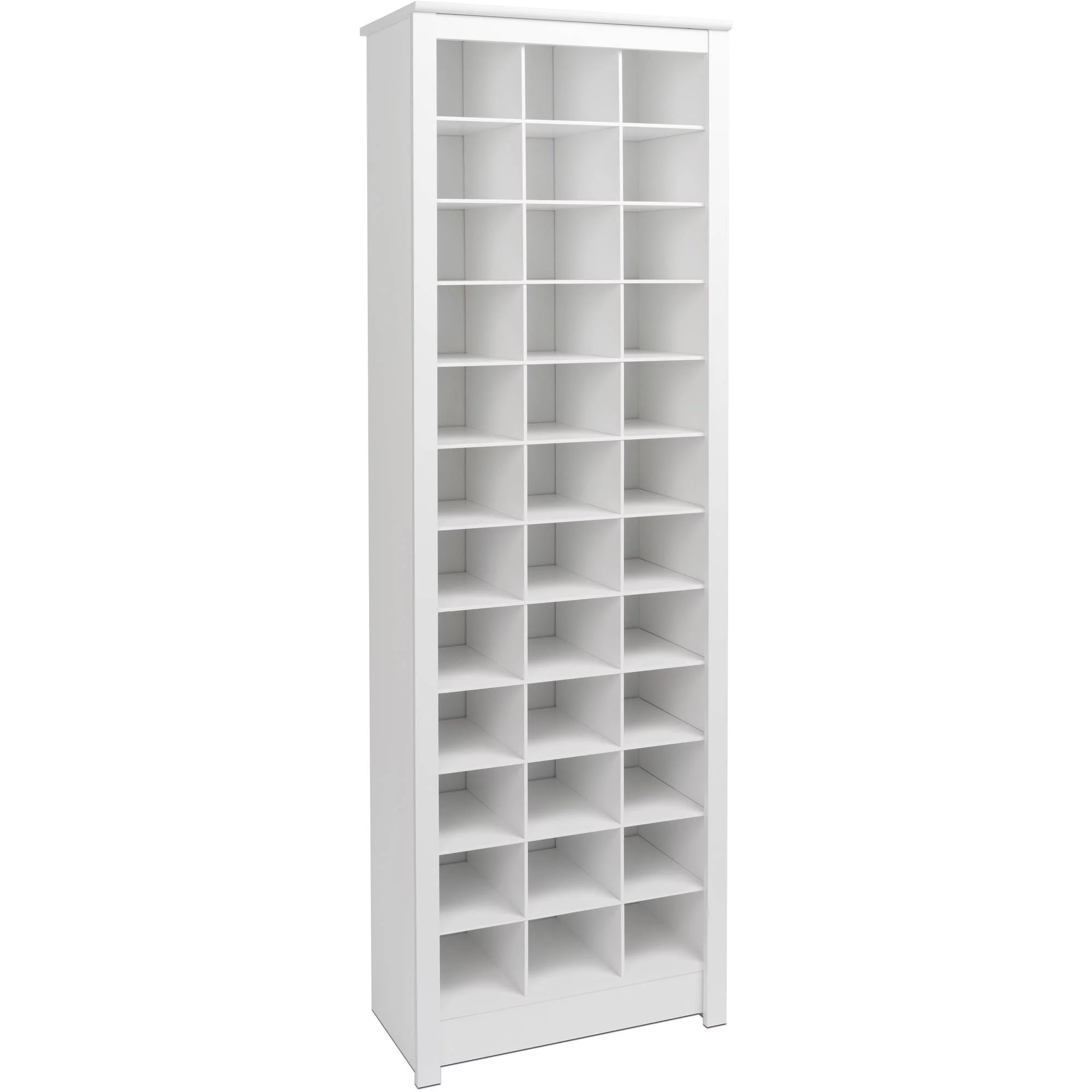 Prepac Elegant White Shoe Storage Cabinet, Space-Saving Solution with Cubbies for 36 Pairs, 13"D x 23.5" W x 72.5" H