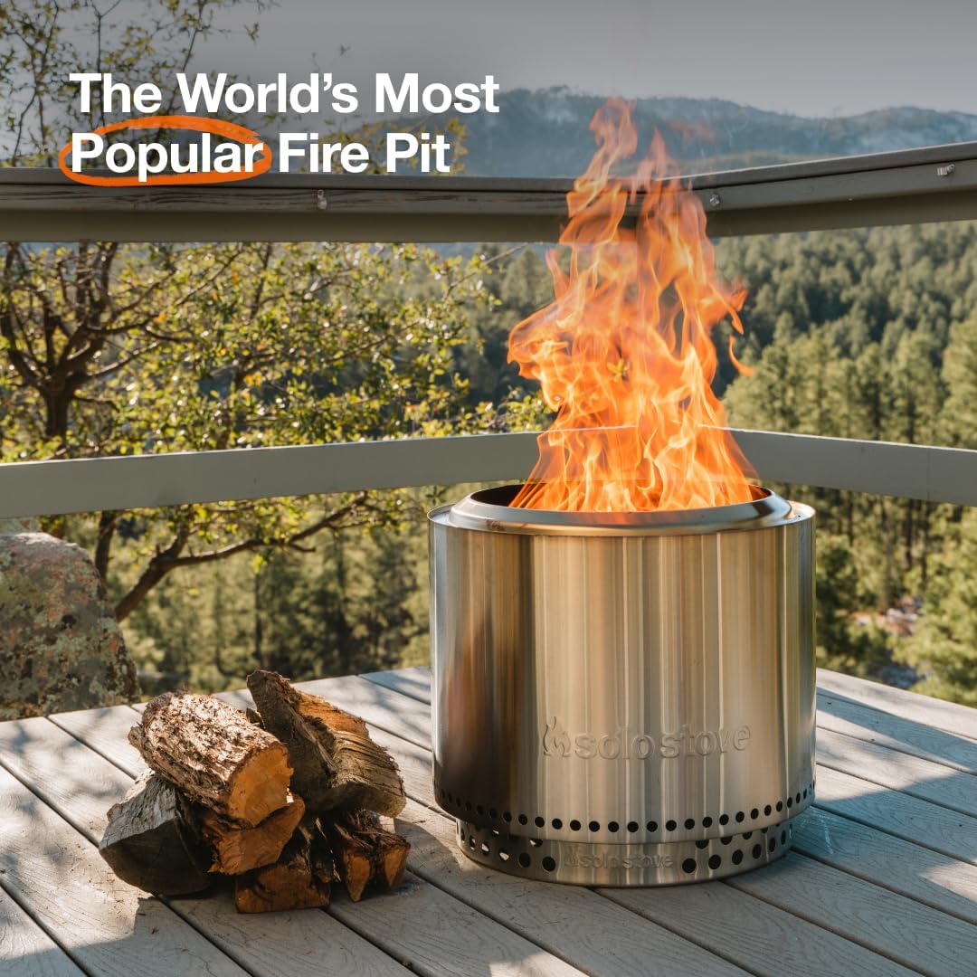 Solo Stove Bonfire Essential Bundle 2.0 | Incl. Smokeless Fire Pit, Stand, Lid, Camping Accessories, Portable for Wood Burning, Removable Ash Pan