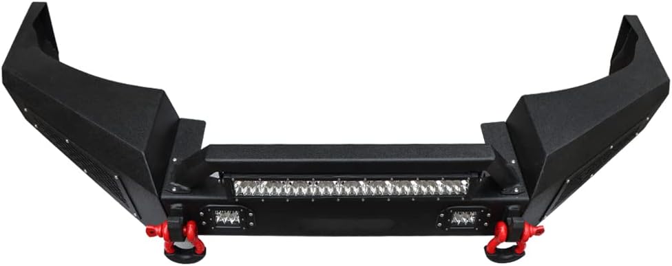Vijay Front Bumper with LED Lights and Winch Plate Compatible with 1999-2004 Grand Cherokee WJ