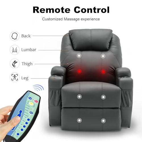 Recliner Chair, Rocking Chair with Massage and Heat, 360° Swivel Recliner Chairs for Adults