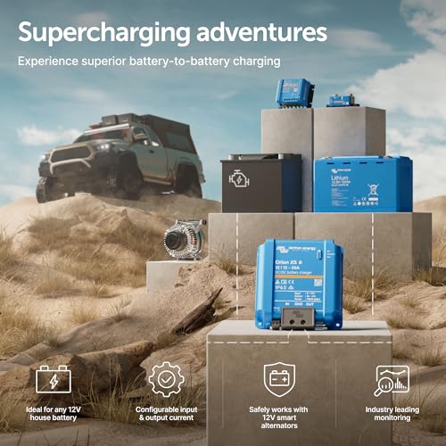 Victron Energy Orion XS Smart DC to DC Battery Charger 12/12 50A (700W) - IP65 Dust & Waterproof - Fully Configurable - Remote Management Possible